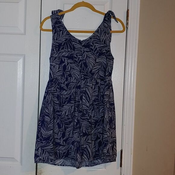 Entro Dress blue white patterned tie shoulder shift dress Sz S - Picture 4 of 5